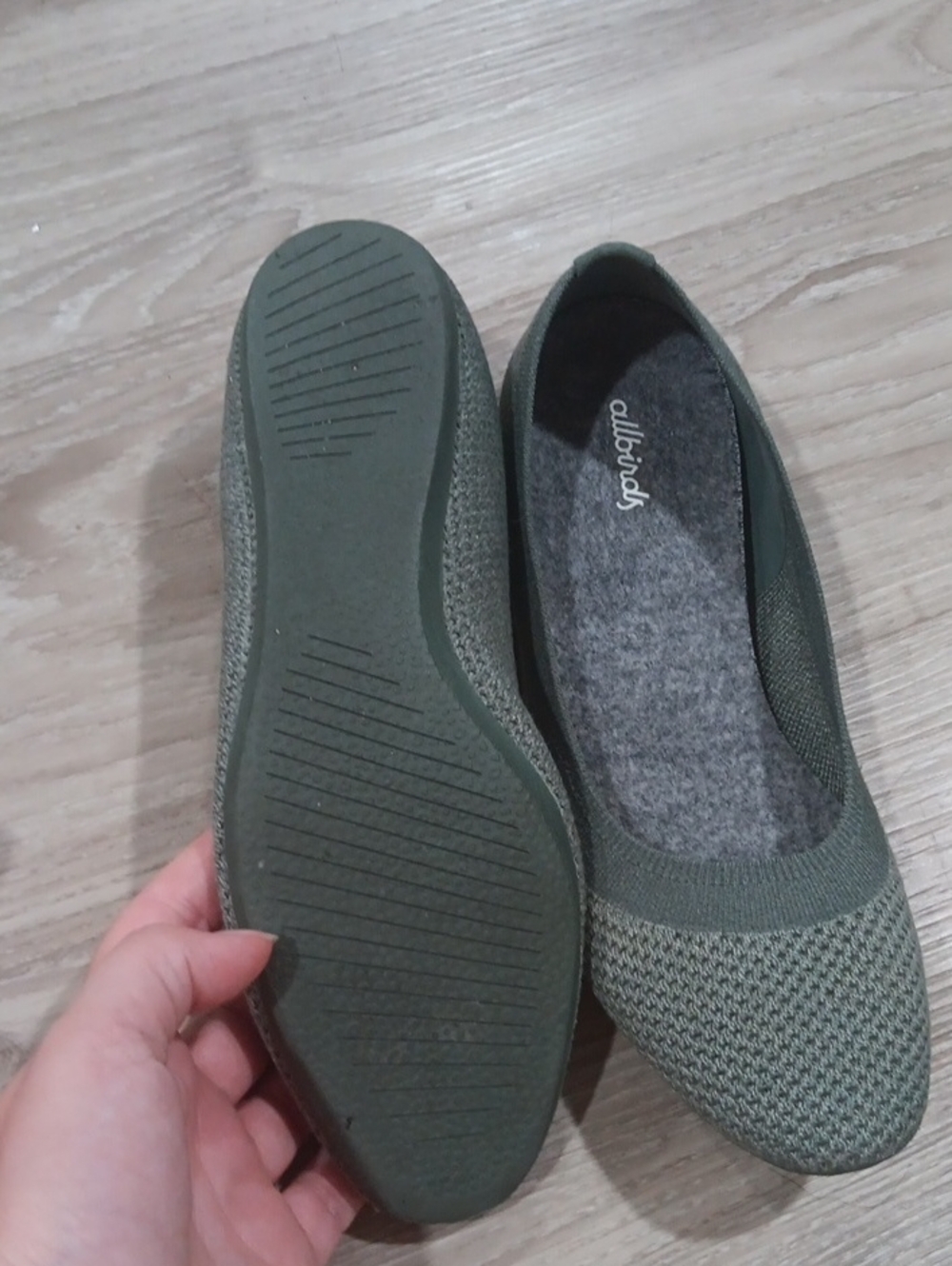 Allbirds Olive Knit Ballet Flats Size 9 - Picture 2 of 5